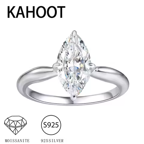 A 925 silver 2 carat marquise moissanite simple and casual high quality men's and women's wedding ring couple ring