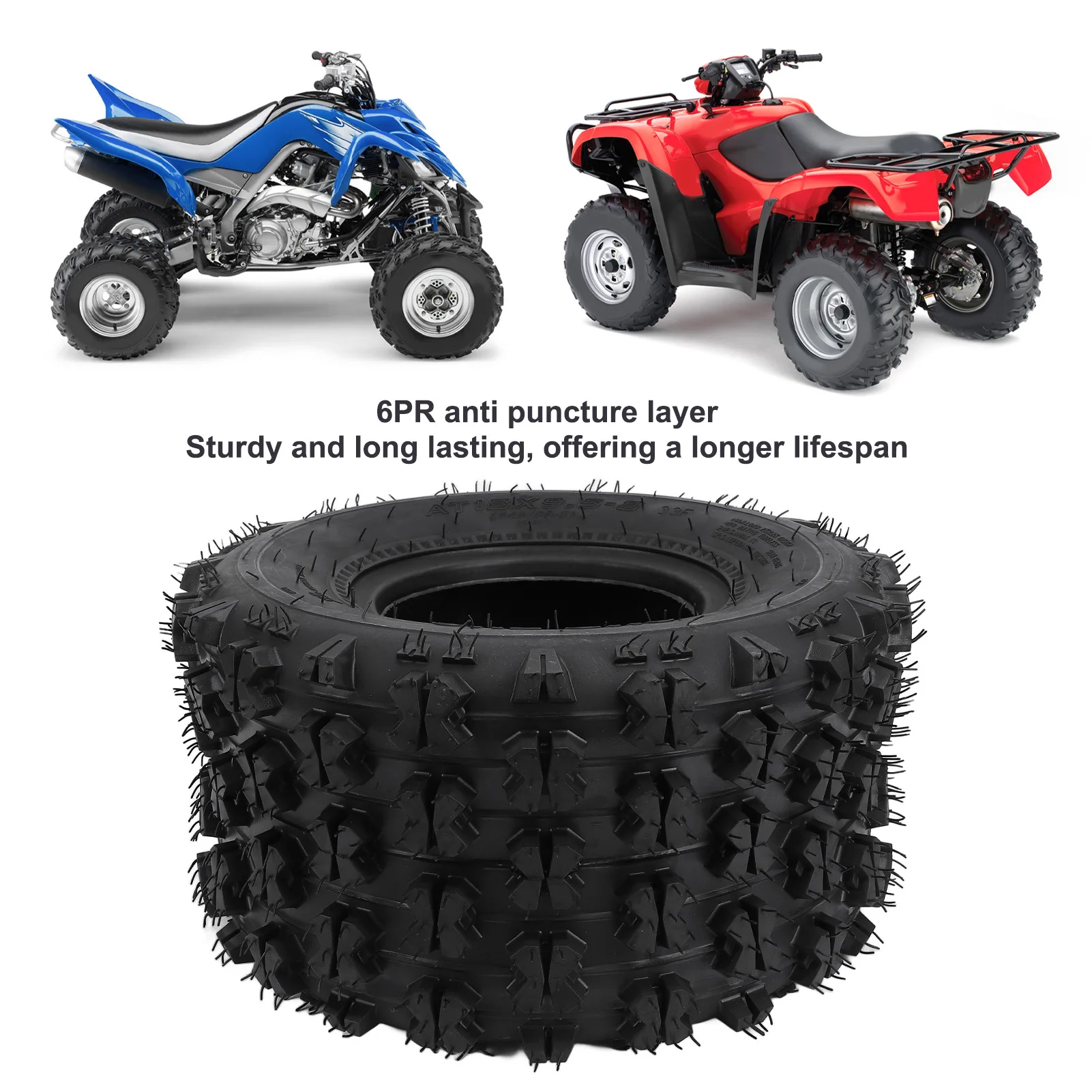 ATV Tubeless Tire Enhanced Stability 18x9.50‑8 Mower Tire Sturdy Strong Grip Long Lasting for UTV Go Kart  Cart Lawn Mower