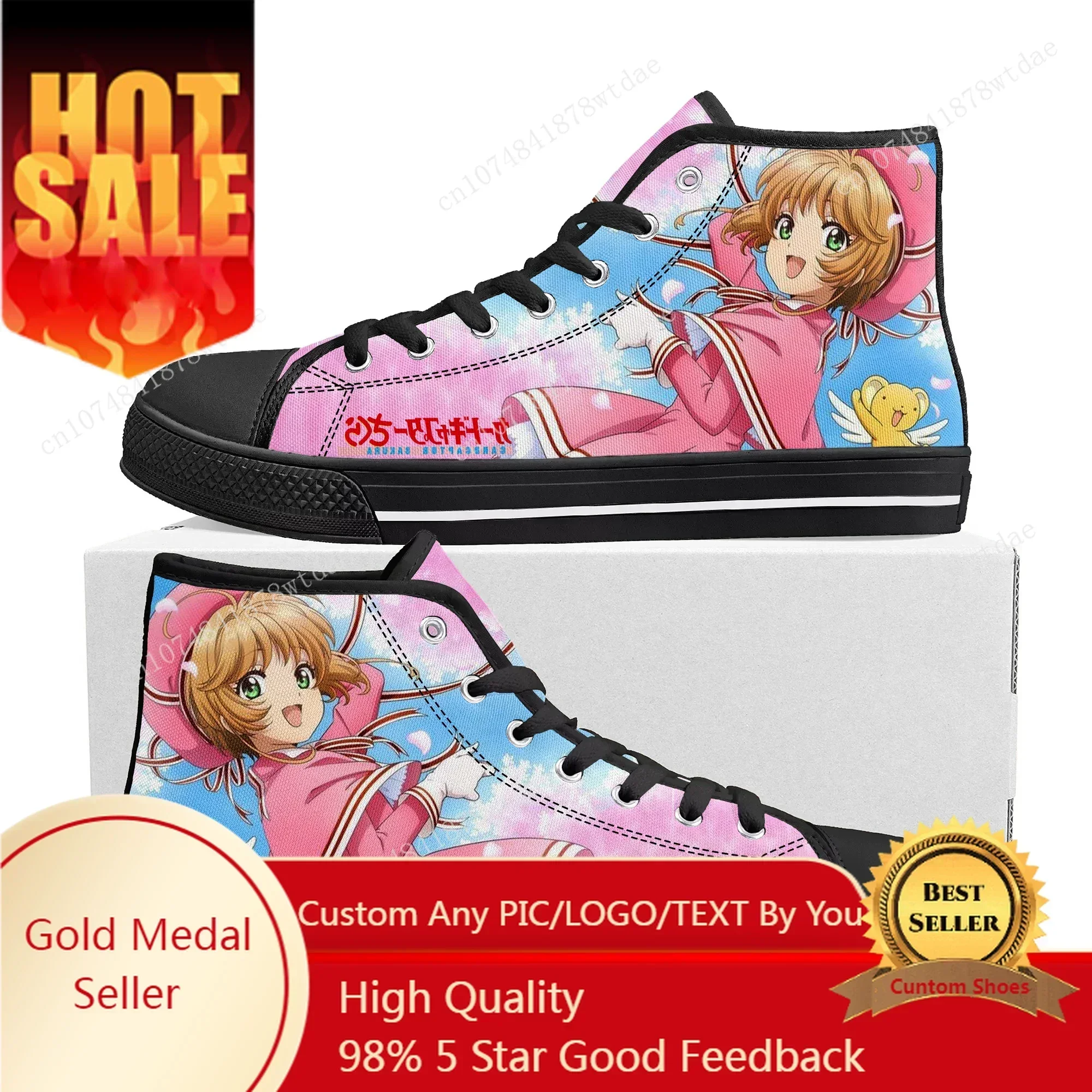 Cardcaptor Sakura High Top Sneakers Mens Womens High Quality Canvas Sneaker Anime Cartoon Casual Custom Made Shoes