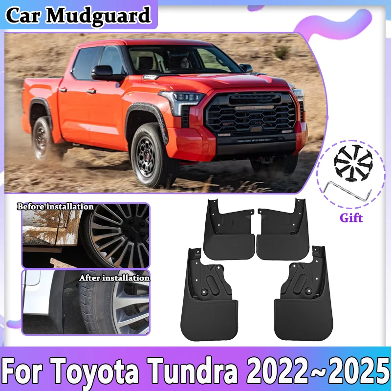 

Car Front Rear Wheel Mud Flaps For Toyota Tundra XK70 2022~2024 2025 Front Wheel Mudguards Guards Fender Mudflaps Accessories