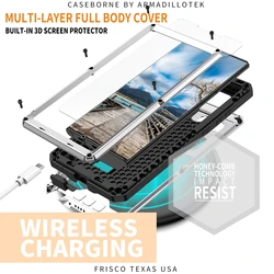 Heavy Duty Aluminium Metal Armor Case For Samsung S24 S23 S22 S21 Ultra Plus Shockproof Cover Screen Protector