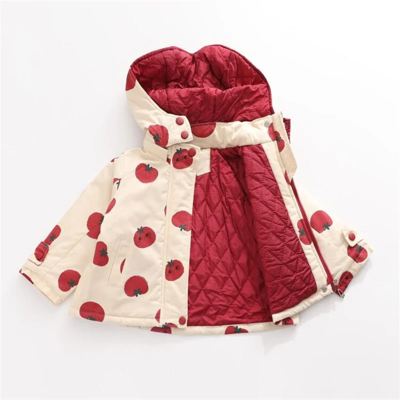 

Baby Thick Windbreaker Children's Warm Jacket Girls Hooded Outerwear Autumn Winter Cartoon Zipper Outerwear New Cotton Coat