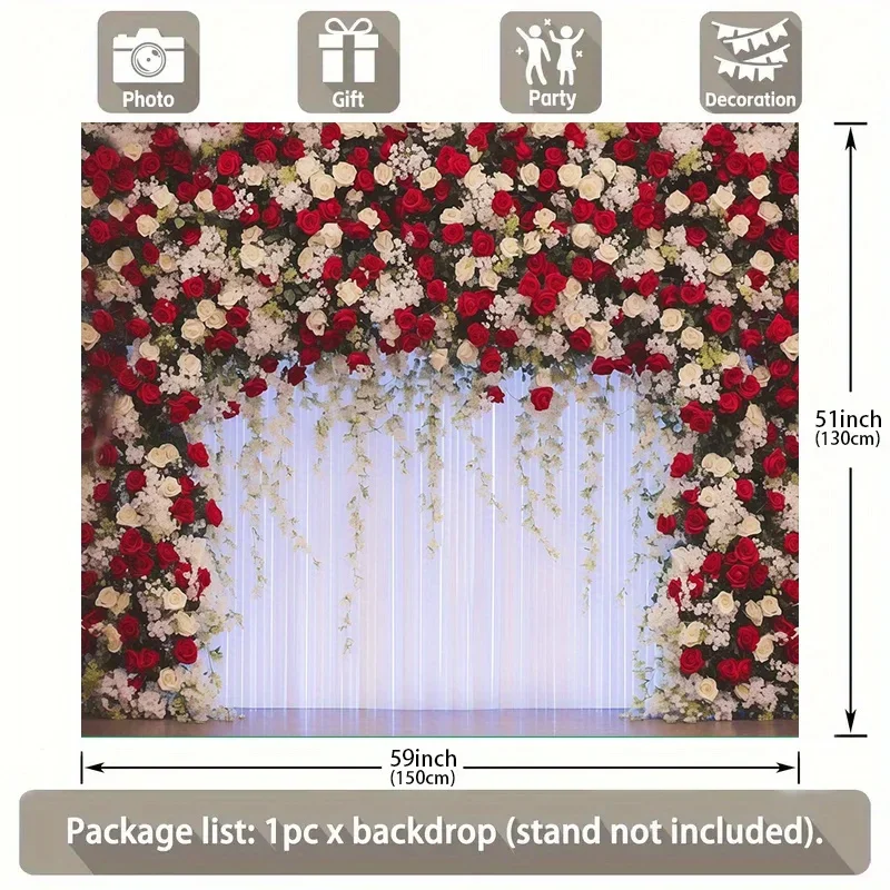 Elegant red and white rose party background: perfect for birthdays, anniversaries,bachelorette parties, etc-bracket not included
