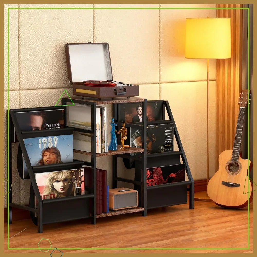 

6-Tier Vinyl Record Storage Stand for 280 Albums & CDs, Display Shelf for Living Room or Bedroom