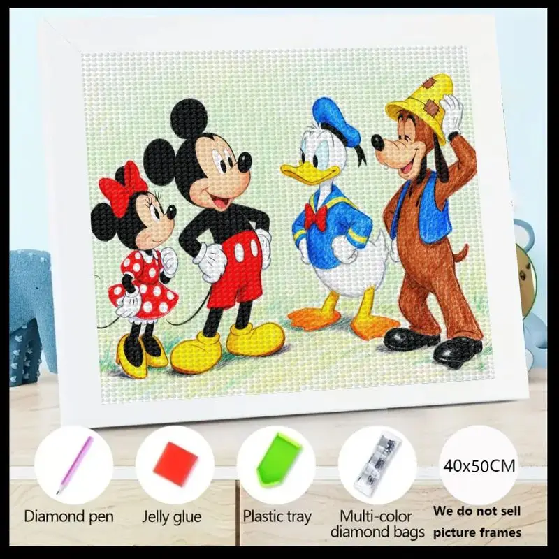 

1 шт. 5D DIY Full Drill Diamond Painting Kit, классические персонажи мультфильмов Диснея Микки Минни Дональд Гуфи Diamond Art Craft для A