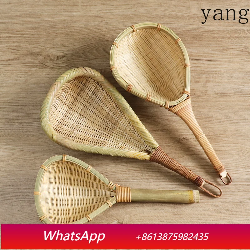 

Pure Natural Green Bamboo Products Kitchen Supplies Handmade Braided Rice Colander Soup Spoon Noodles Household Drain Spoon