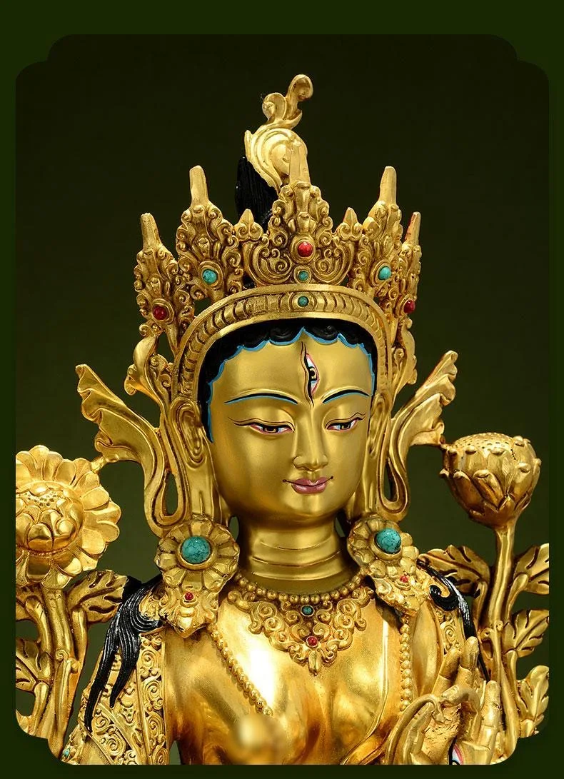 32CM large 2023 GOOD quality gilding Buddha White Tara Bodhisattva Guanyin copper Buddha statue altar Worship family