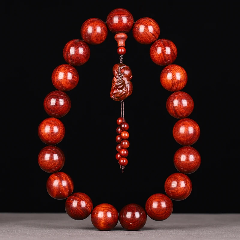 

Zambia Small Leaf Red Sandalwood Buddha Beads Bracelet 20mm High-Density Old Material Prayer Beads Bracelet