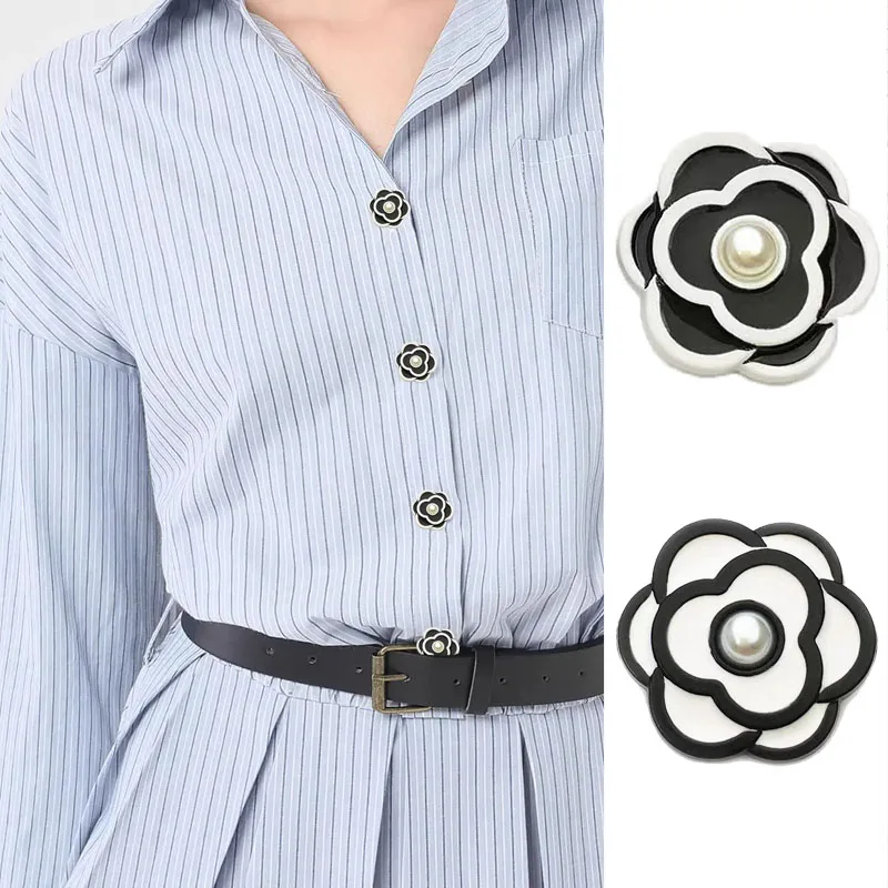 

Vintage Camellia Pearl Metal Sewing Button for Women's Dress Shirt, Clothing Accessories, 18mm, 23mm, 10Pcs