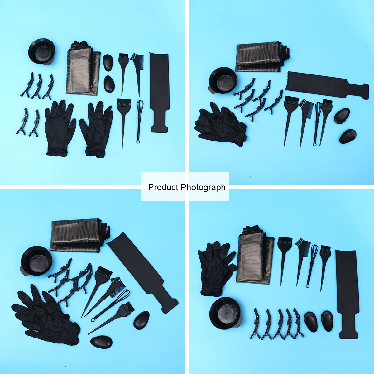 

15pcs Hair Dyeing Kit Black Professional Tools For Home Use Earmuff Brush Glove Bowl Cape Whisk Lightweight Barbershop