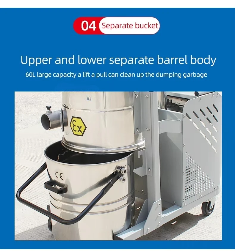 ATEX Certification Single Phase 2.2 KW Industrial Explosion Proof Vacuum Cleaner for Efficient Dust Collection