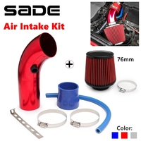 Cold Air Intake Pipe, 76mm 3 Inch Universal Car Cold Air Intake Turbo Filter Aluminum Air Filter Induction Flow Hose Pipe Kit