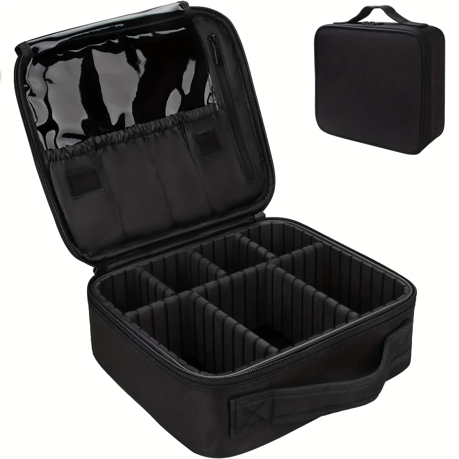 

Waterproof Canvas Travel Cosmetic Case - Adjustable Dividers, Spacious Makeup , Brush Organizer, and Portable Travel Accessories