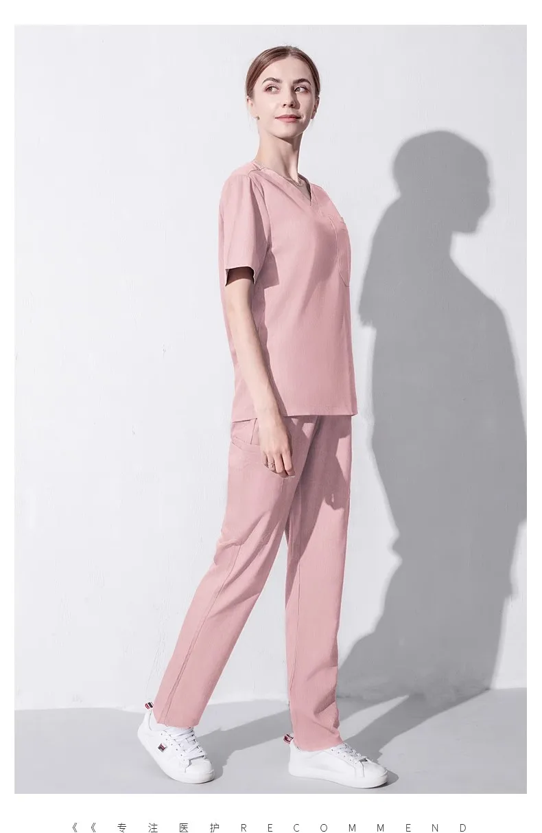 Tops+pants High Quality New Scrubs Uniform Suit Pet Beauty Shop Medical Sets Spa Uniforms Womens Scrub Sets Work Wear Scrub Suit