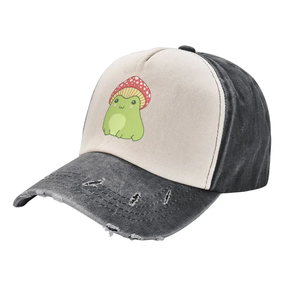 

Kawaii Frog with Toadstool Mushroom Hat - Cottagecore Aesthetic Forg - Amanita Muscaria Toadstool Lover - Edgy Kid Baseball Cap