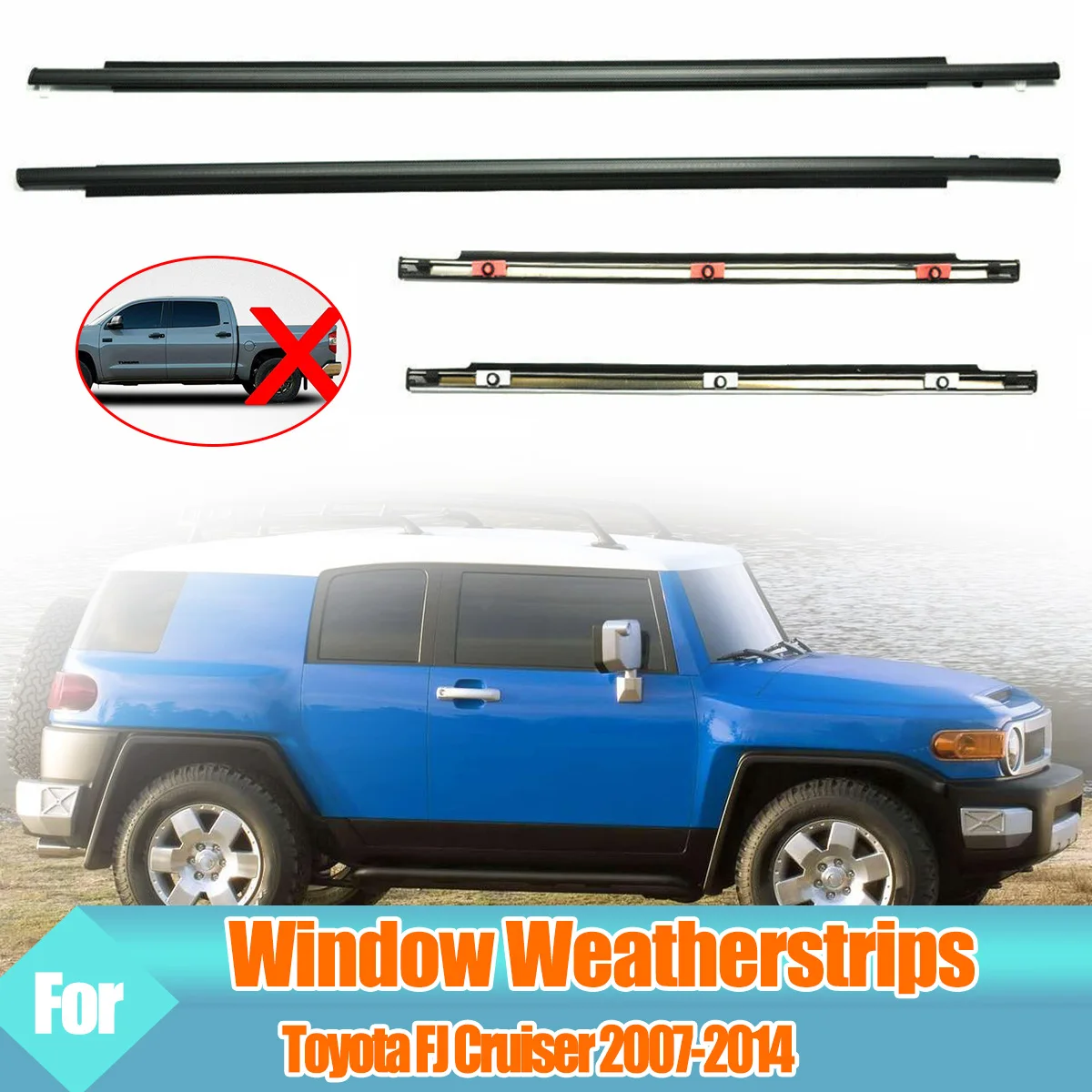 

4 шт. резиновая уплотнительная лента для наружных окон автомобиля для Toyota FJ Cruiser 2007-2014, водонепроницаемая нажимная лента, уплотнительная лента, автомобильный аксессуар