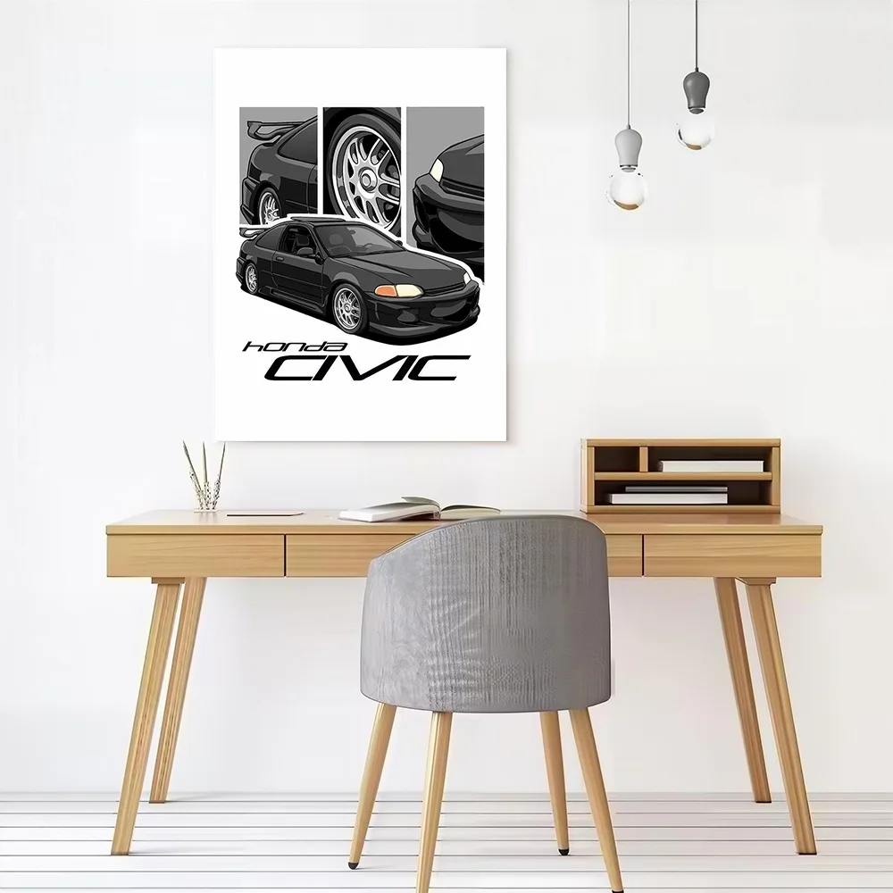 Japanese Car Civic Canvas Poster Customizable Printed Canvas Painting Wall Art for Fans Room Decoration Gaming Home Decorations
