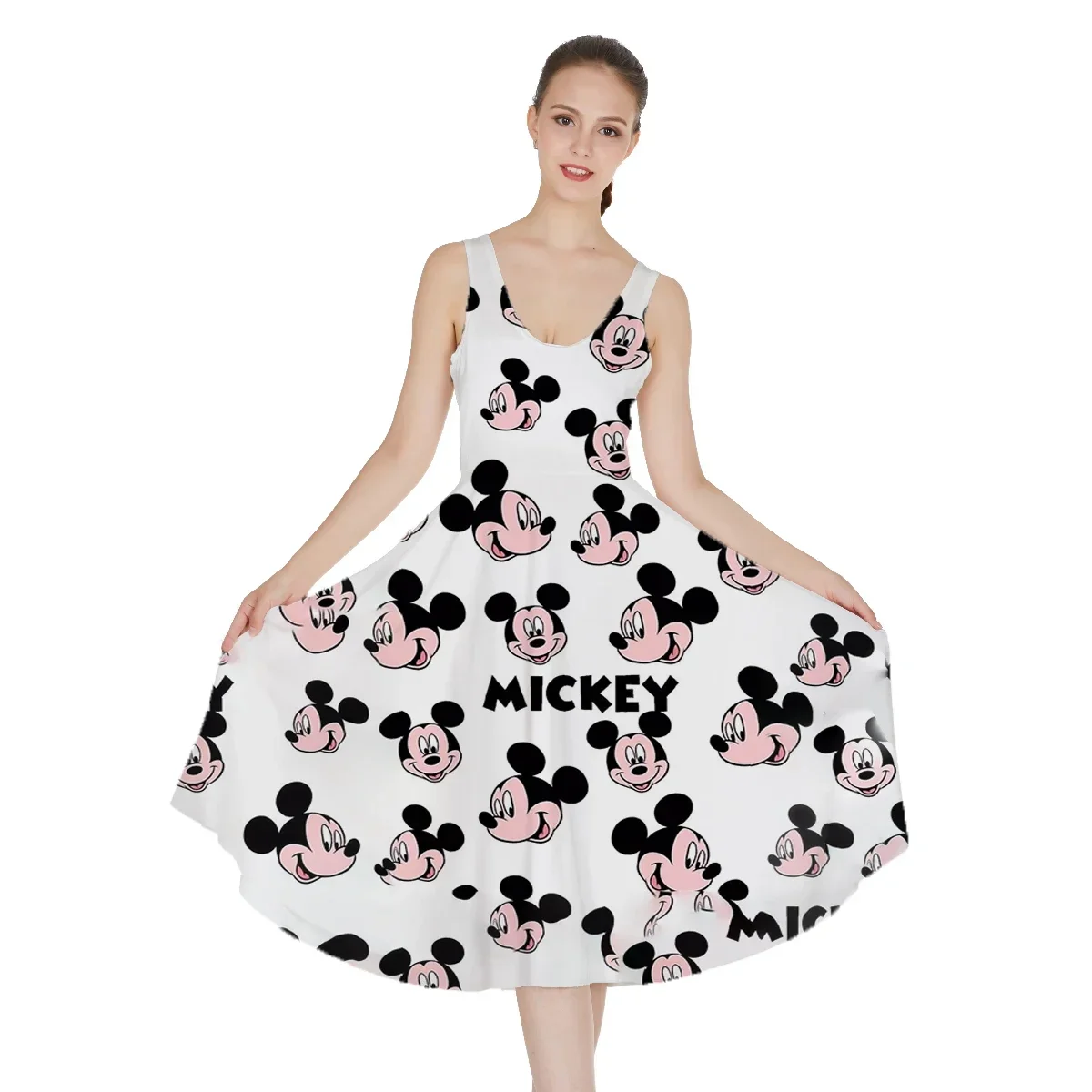 

Disney Mickey Minnie Stitch Sexy Dresses Y2k Women's Short Sleeve Dresses Disney Sexy Party Dresses Women Beach Dresses