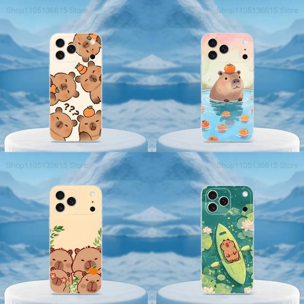 Funda de teléfono con pintura de capibara para iPhone 16,15,14,13,12,11,17 Pro,Max,Plus,X,XS,XR,SE,Mini cubierta suave transparente