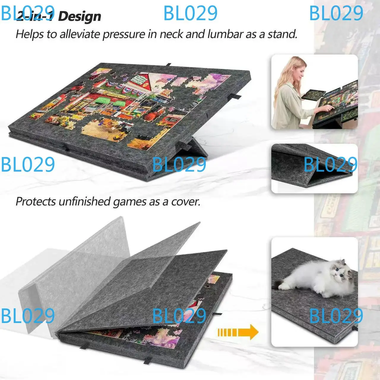

1 Set Space-Saving Puzzle Storage Table, 6-Drawer Organizer with Felt Top, Collapsible & Portable for Home Organization
