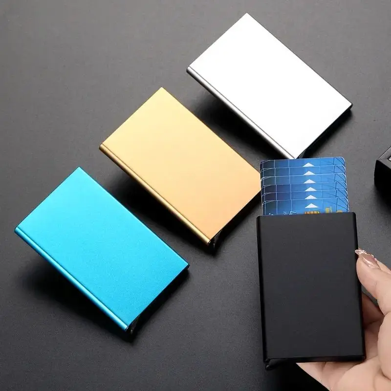 Rfid Smart Wallet Card Holder Metal Thin Slim Men Women Wallets Pop Up Minimalist Wallet Small Black Purse Vallet Walets for Men — zdjęcie 4