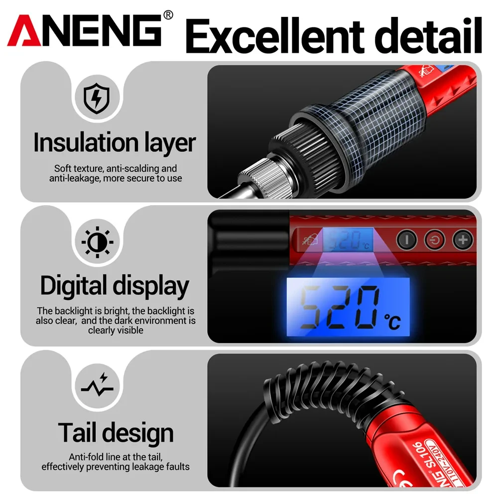 ANENG SL106 Electric Soldering Iron 110V/220V Temperature Adjustable Welding Solder US/EU Plug Professional Welding Repair Tools