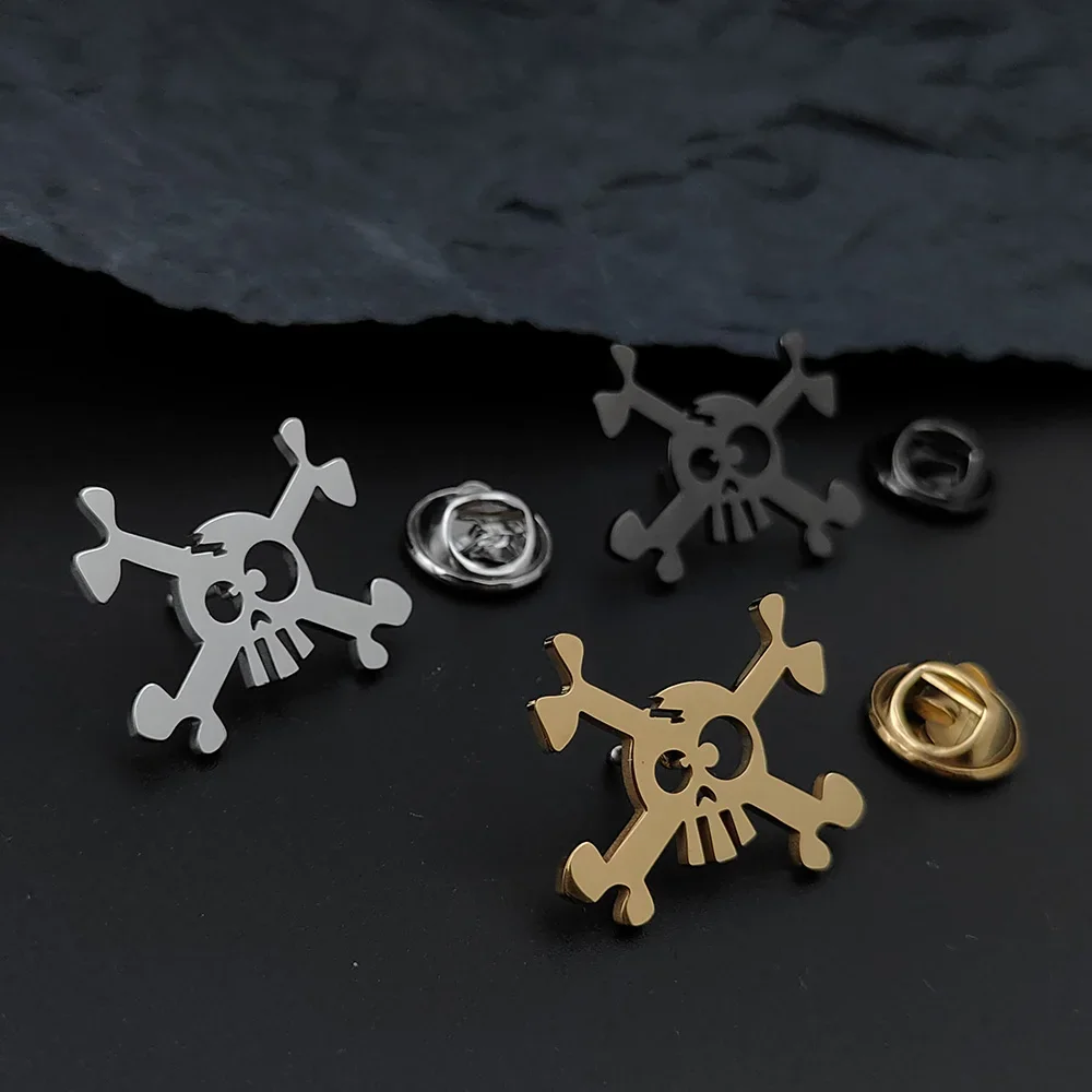 Классические броши с символом черепа для мужчин в стиле панк из нержавеющей стали, значок опасности, булавка, брошь в стиле хип-хоп, рок, аксессуары для вечеринок