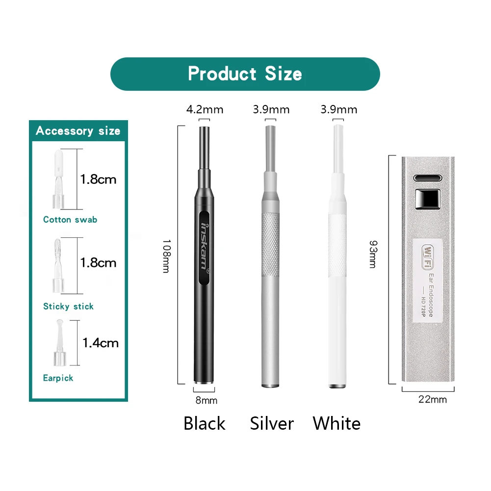 

3.9mm 720P HD Visual Earscope Cleaner WIFI Ear Pick Endoscope Earwax Removal Wireless Otoscope Camera