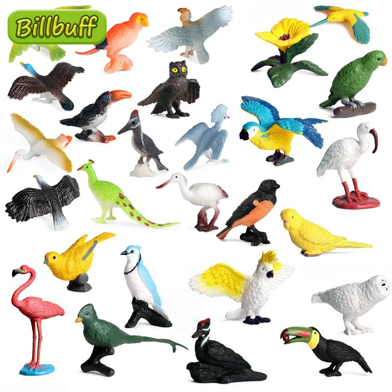 1Pcs Simulation Bird Animal Parrot Turkey Peacock Owl Ostrich Model Action Figures Miniature Educational Toys for Children Gifts