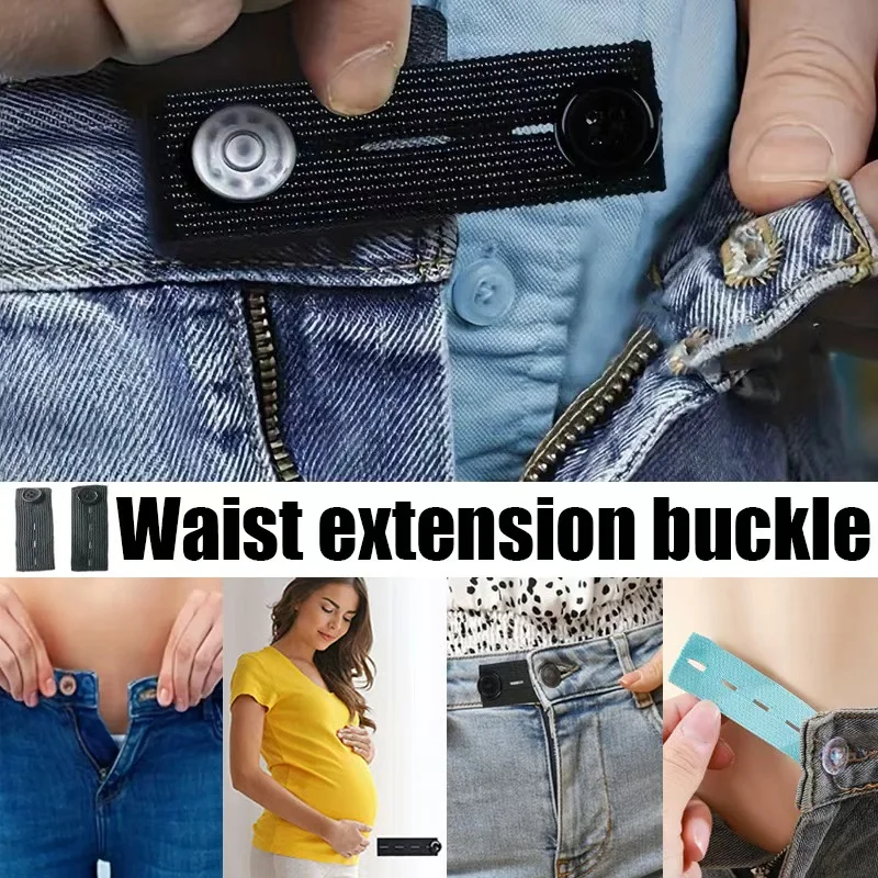 

5pcs Unisex Pant Extender Belt - Waist Band for Tight Trousers Jeans Skirts Maternity Button Hooks DIY Sewing