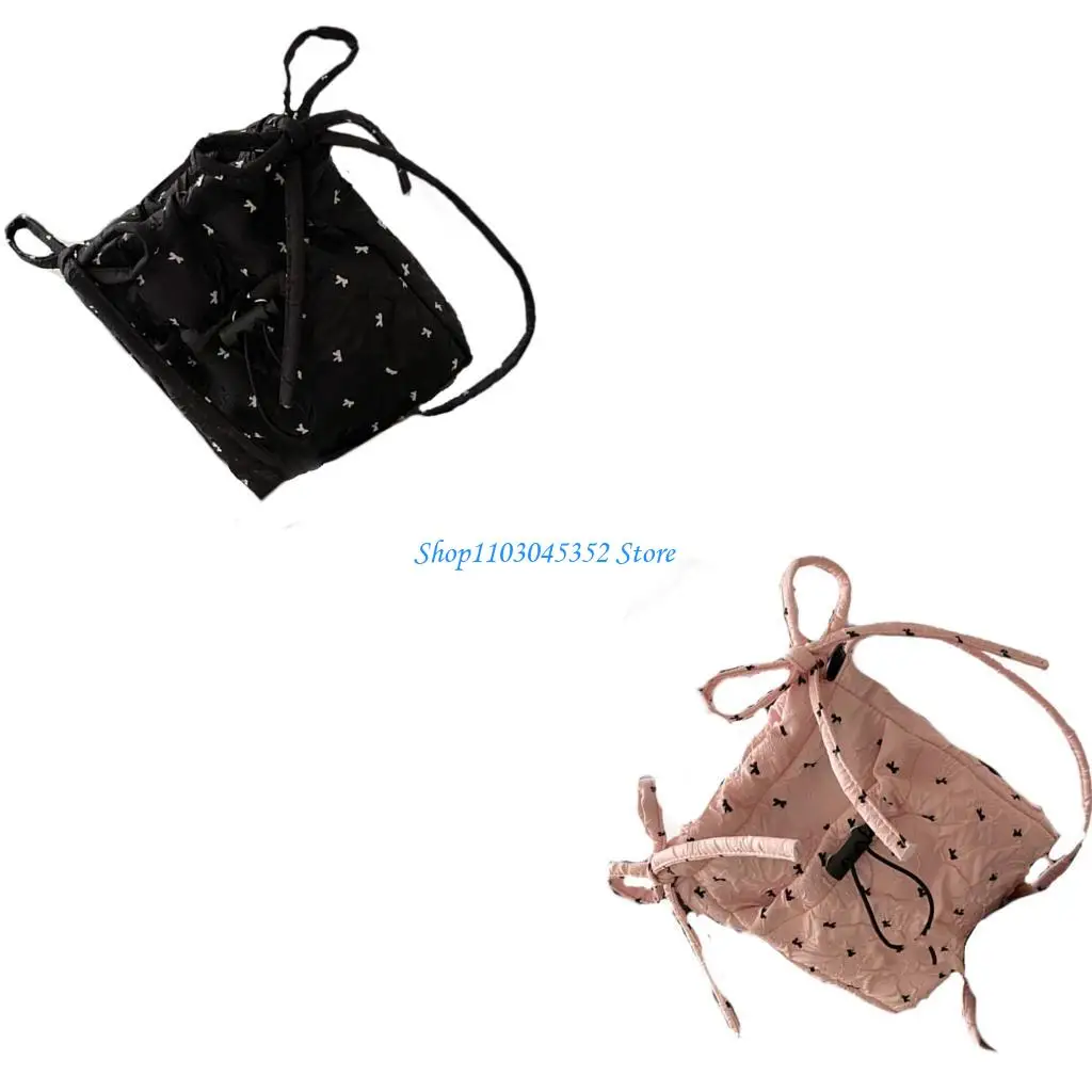 

Quilted Puffer Crossbody Bags for Women Small Drawstring Phone Purses Sweet Bows Shoulder Bag Handbags Travel Bag Gifts