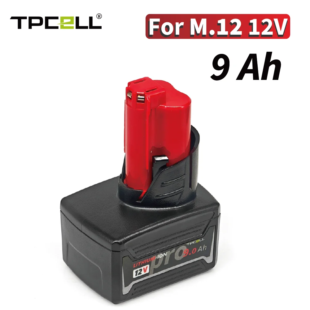 Аккумулятор TPCELL 12В 9Ач для беспроводных инструментов M.12, модель 48-11-2402 48-11-2411