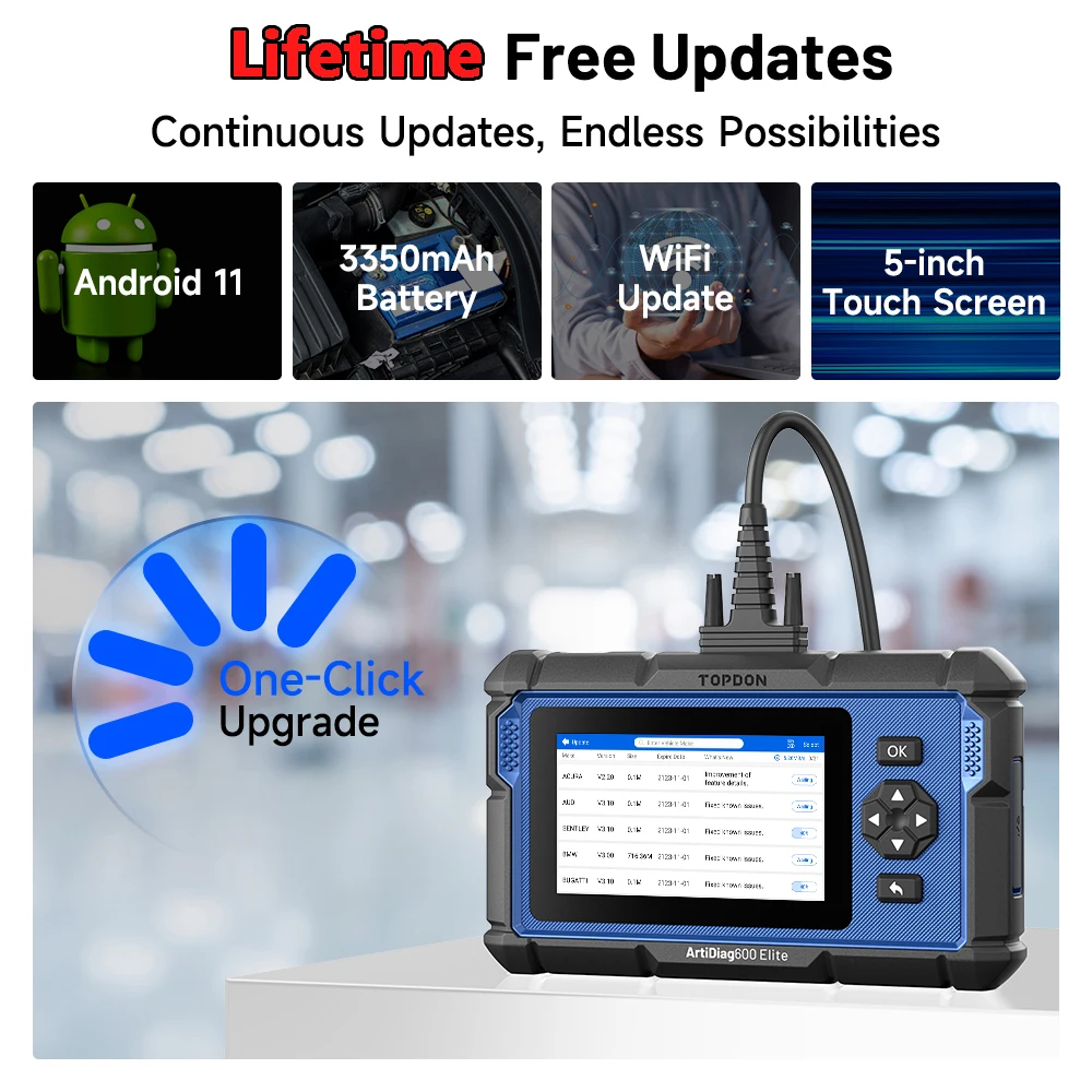 TOPDON ArtiDiag600 Elite Full System Diagnostic Tool Lifetime Free Update OBD2 Scanner CAN FD FCA VAG SGW Car Diagnostic Tools