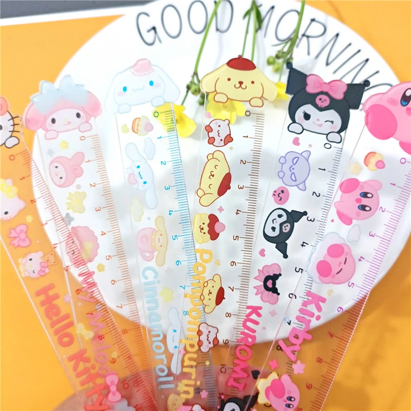 Transparente Acrílico Kawaii Pen Bag para Meninas, Sanrio Kuromi Material Escolar, Dos Desenhos Animados Anime Papelaria, Presentes, 1Pc