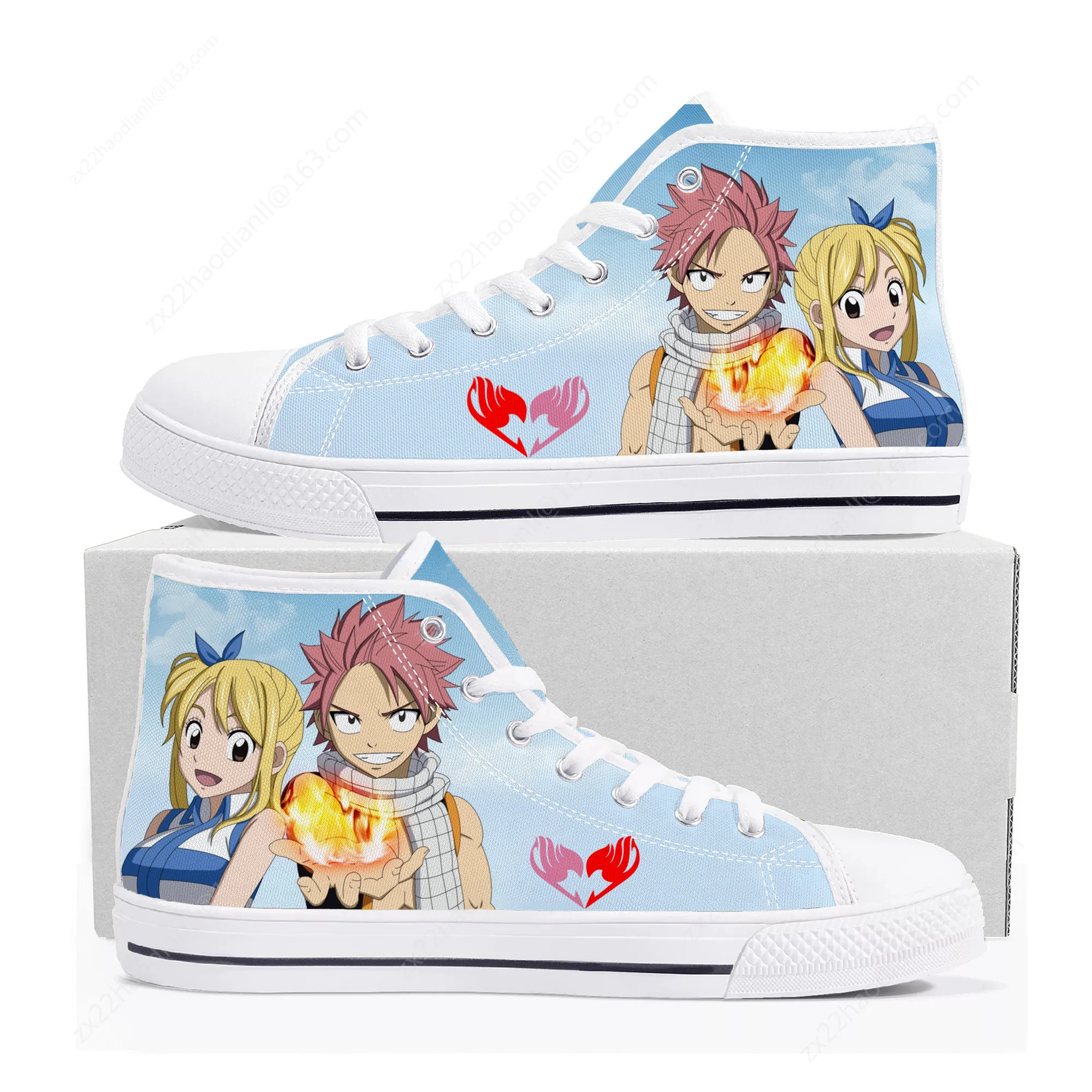 Hot Anime Fairy Tail Natsu Dragneel High Top Quality Sneakers Men Women Teenager Canvas Sneaker Casual Couple Shoes Custom Shoe