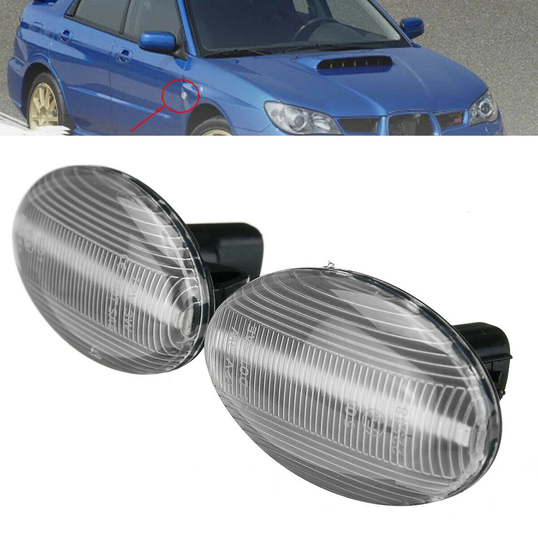 

1Pair Clear Lens Sequential LED Side Marker Lights Fit For Subaru Forester Liberty Impreza Wrx Sti