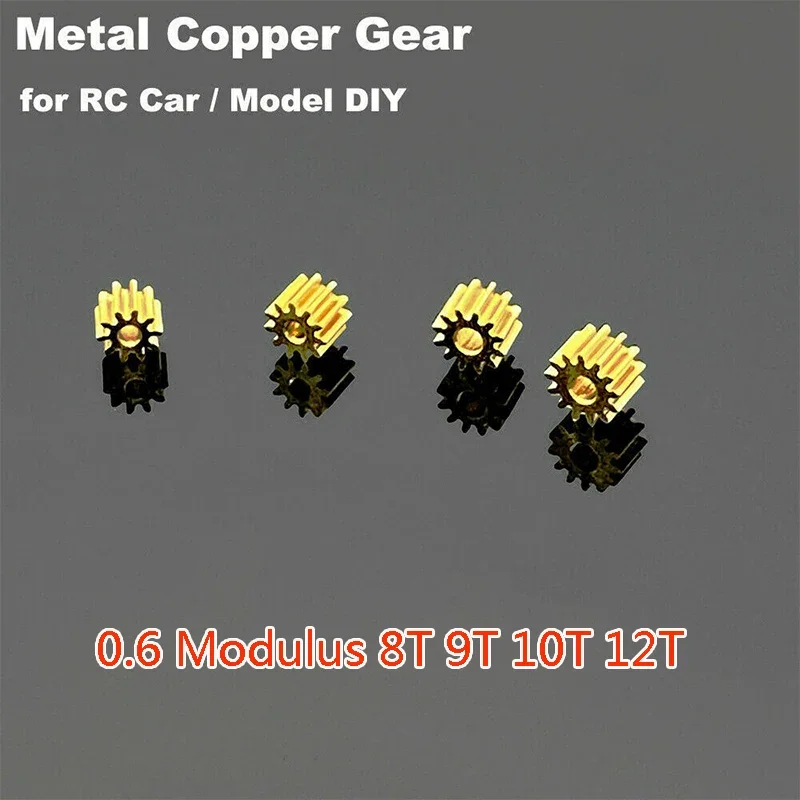 Metal Copper Gear 0.6 Modulus 8T 9T 10T 12T Teeth 1.98mm Aperture Motor Spindle Gearwheel Fit  2mm 3.175mm Shaft