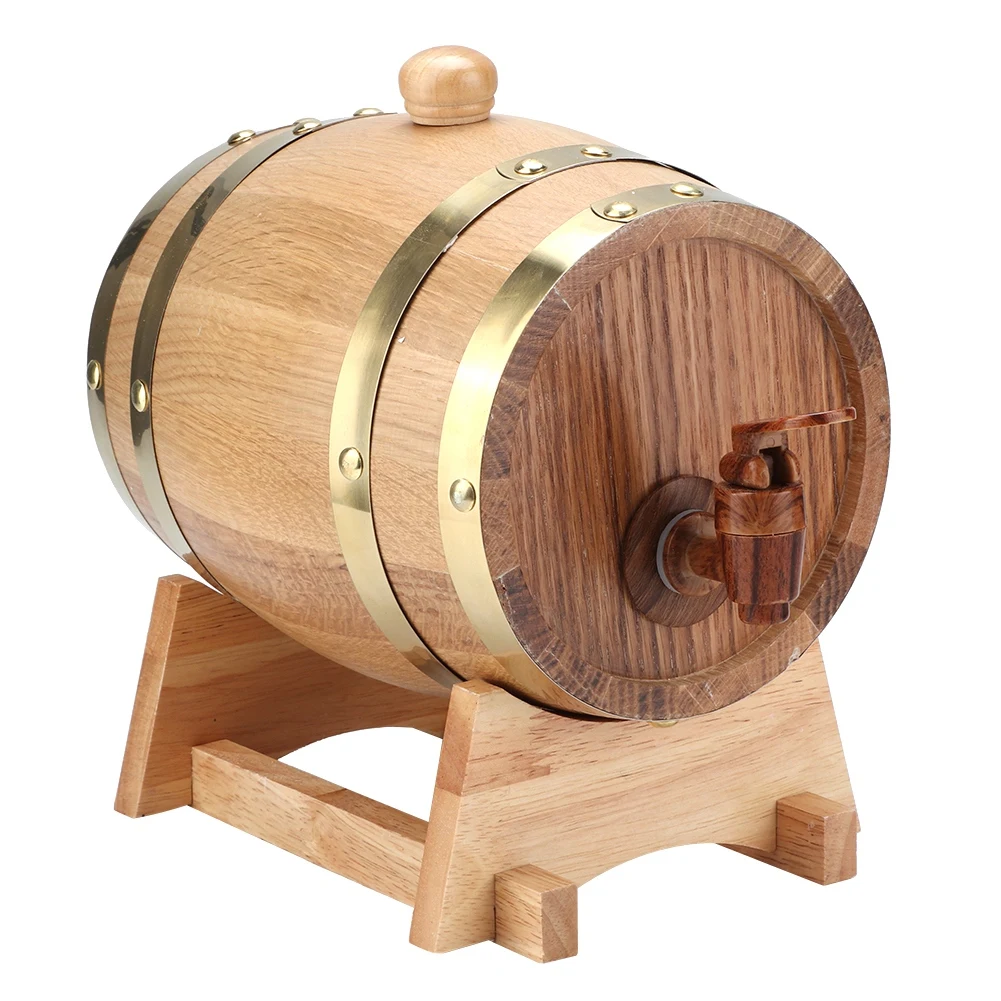 ZK20 1.5L Vintage Oak Wood Wine Barrel Keg Bucket Home Wine Storage Accessories view 4