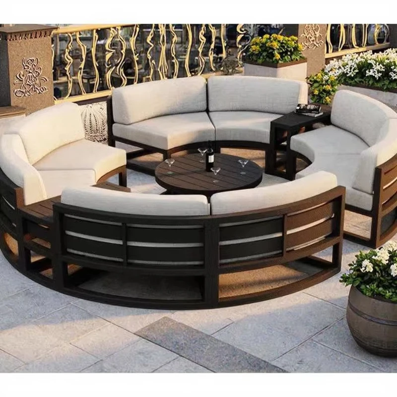

Durable, comfortable and soft outdoor aluminum alloy garden courtyard sofa wholesale price with waterproof pad set outdoor