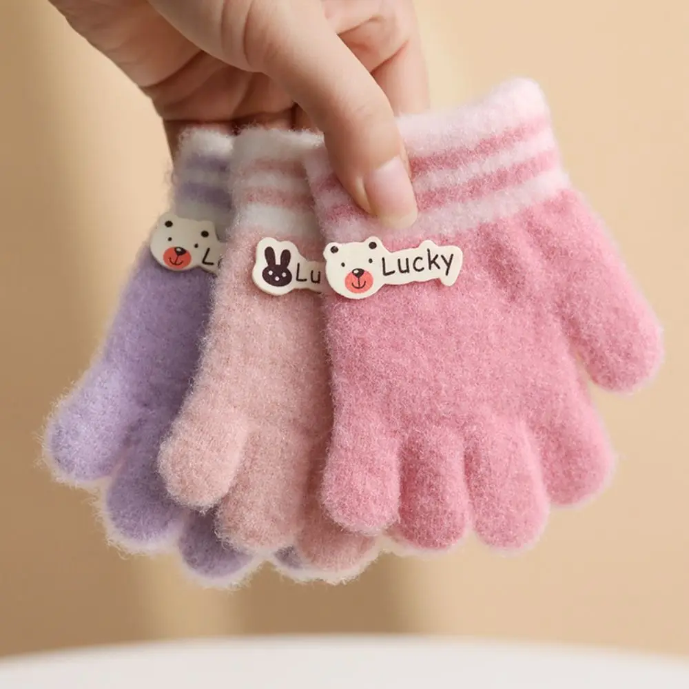 

Cartoon Knitted Children Gloves Soft Warm Winter Gloves Kids Full Fingers Gloves For 1-3 Years Kids