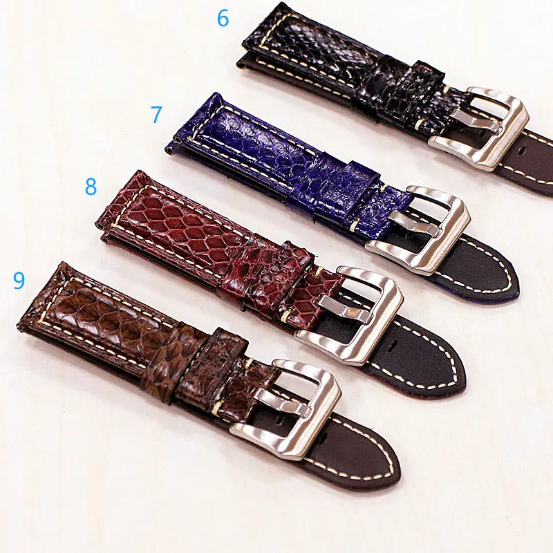 Watch Replacement Accessories Luxury Snake Leather Watchband 20MM 22MM 24MM Pin Buckle Waterproof Leather Watch Strap