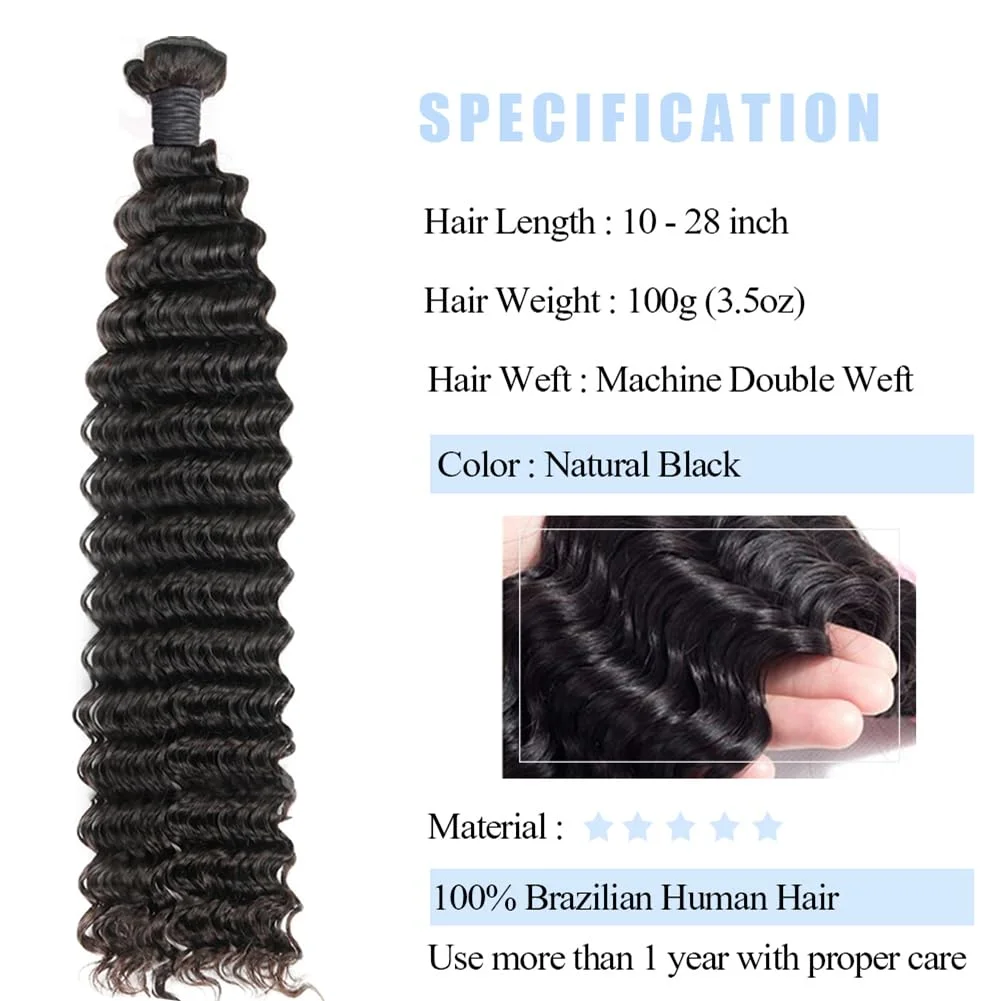 Indian Remy solto Curly extensões de onda de água, Raw Virgin tecelagem, 100% cabelo humano, onda profunda Pacotes Deal, 28 ", 30", 36 ", 38", 1, 3, 4