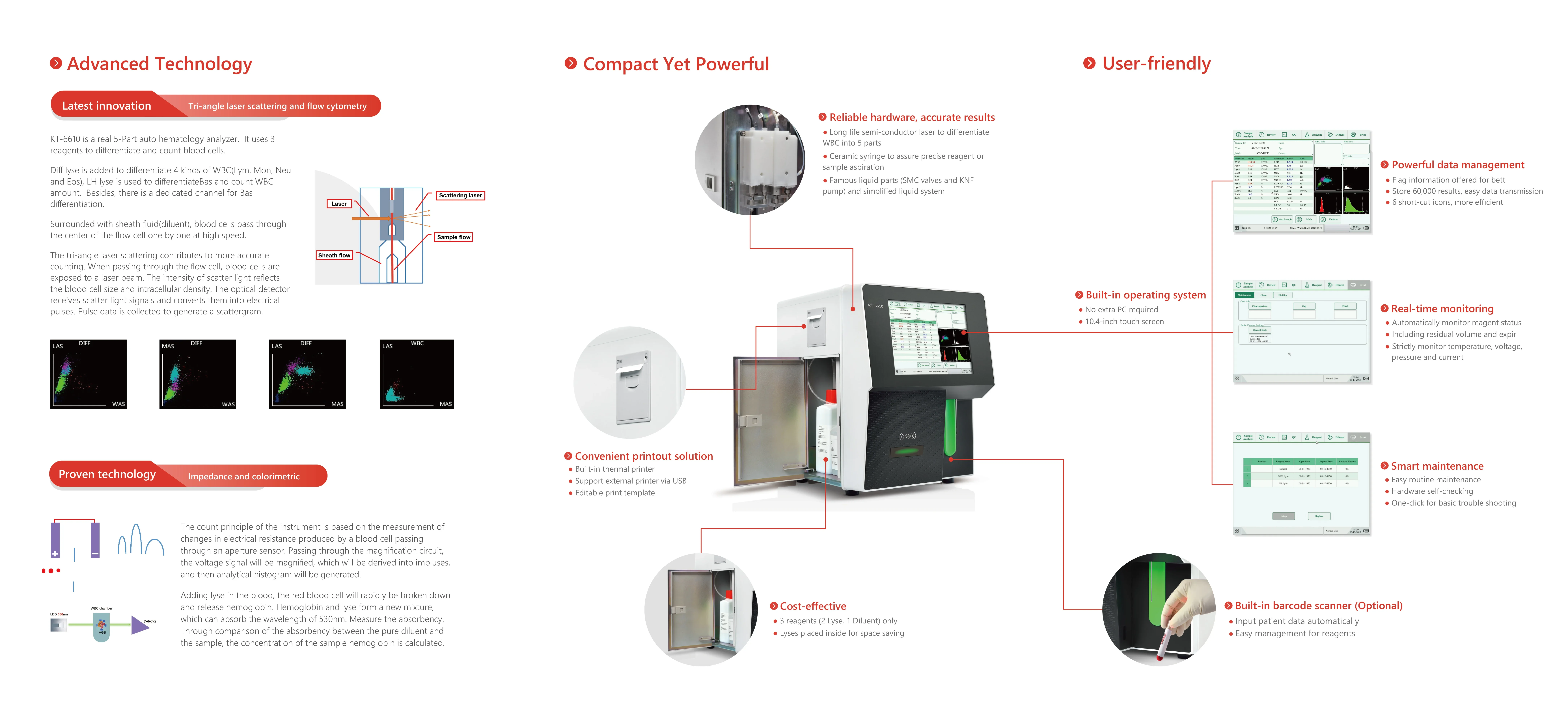 Auto IVD Cell Counter Machine, analisador de bioquímica, analisador, 5 partes