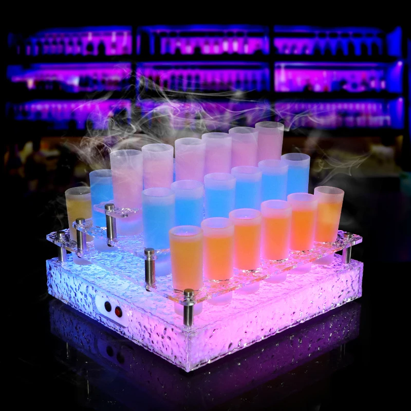 

Luminous bullet cup holder for bars and KTVs, creative bar counter three-layer ice stone pattern shot glass holder