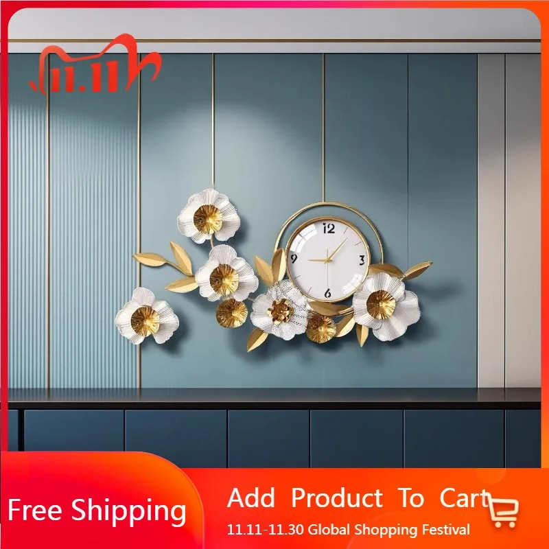 

Design Silent Wall Clocks Aesthetic Modern Art Mural Living Room Wall Watch Luxury Digital Reloj De Pared Home Decoration