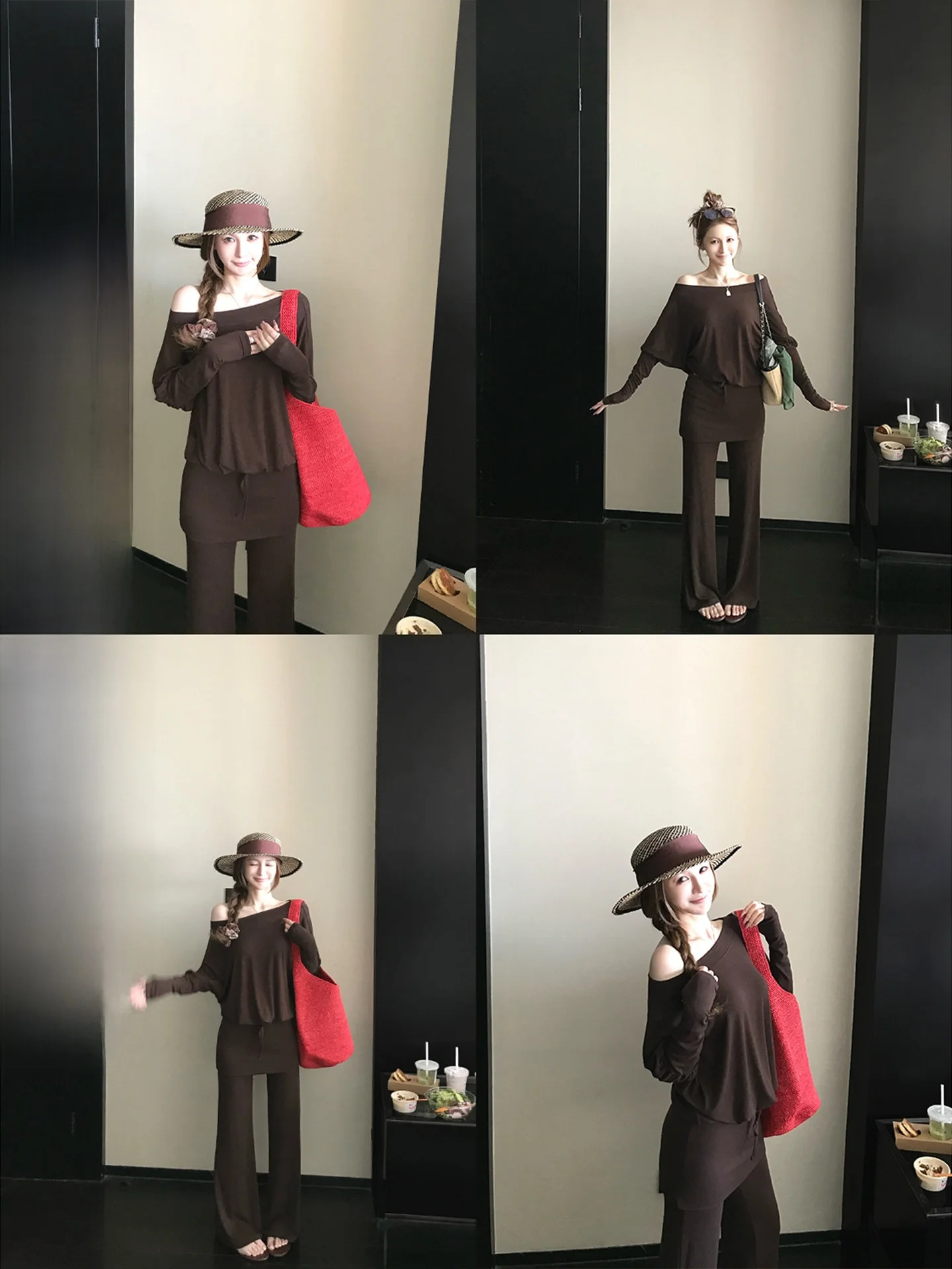 

Skk Store Lustrous Silk Wool T-Shirt Skirt Pants Women's Fashion Set Casual Spring Summer Lightweight No Sleeve One-Shoulder