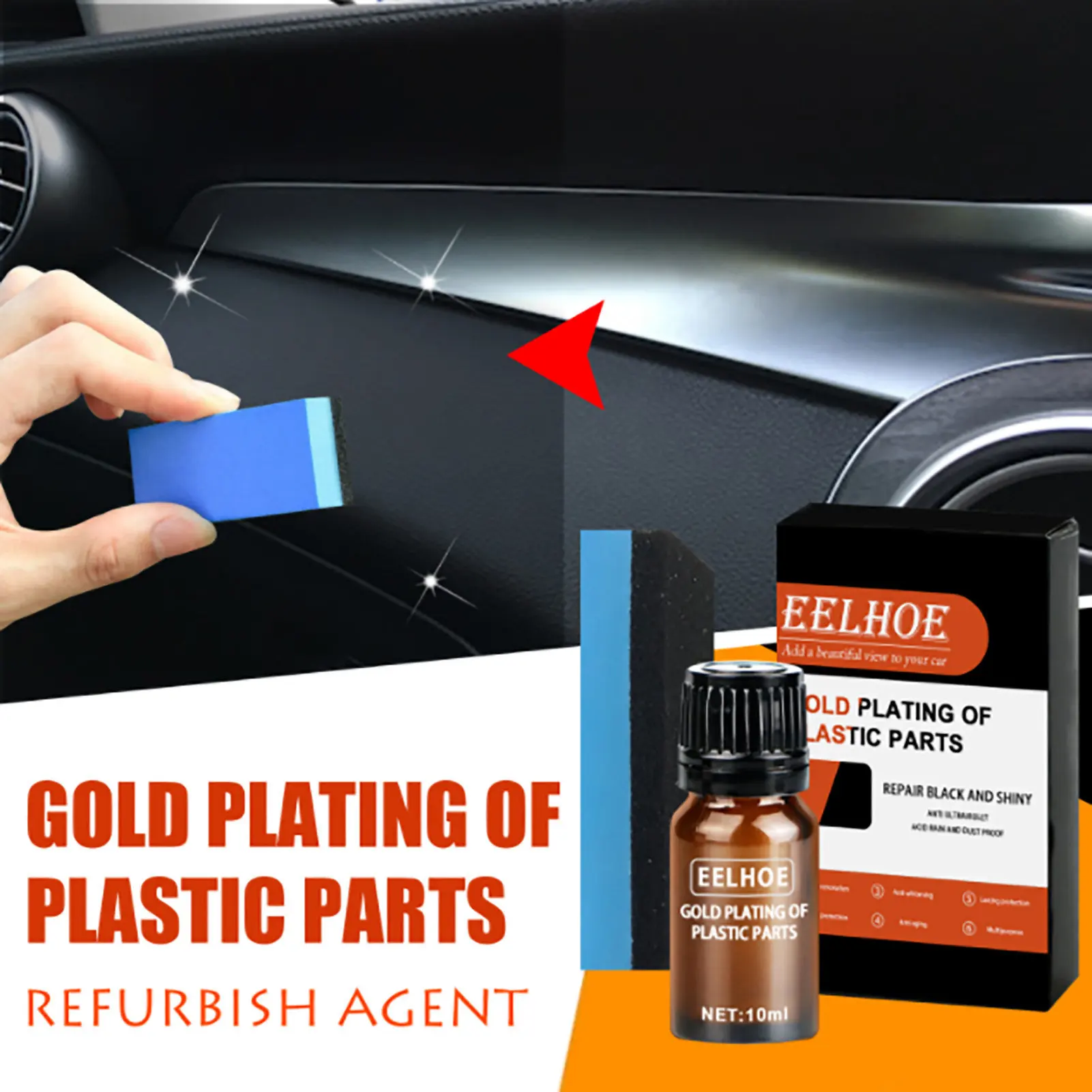 

Plastics Parts Refurbish Agent Car Cleaner & Restorer With Sponge Coating Paste Maintenance Car Cleaner Multi Restore