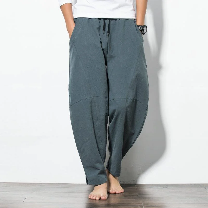 Men's Trendy Loose Wide Leg Pants Harlan Style Nine Points Long Trousers Spring Summer Autumn New Arrival Retro plus Size