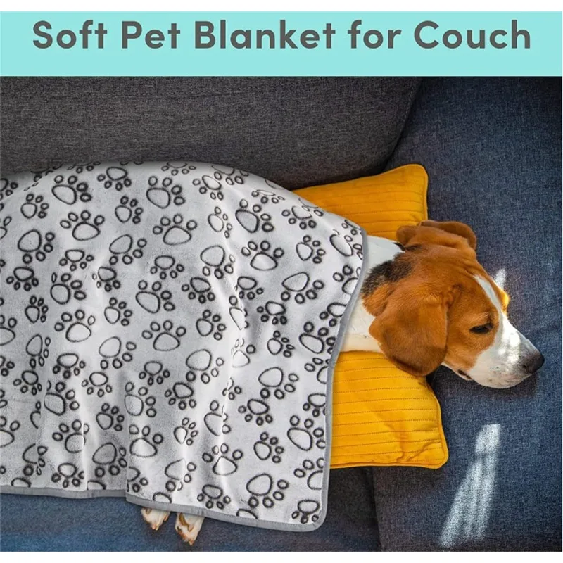 Dog Bed Mat Blanket Soft Fluffy Pet Sleeping Blanket Cute Paws Pattern Pet Travel Mat Warm Comfortable Blankets for Cat Dogs