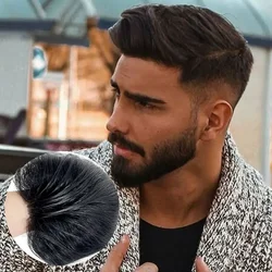 100% Human Hair Ultra Thin Breathable 15*20cm PU Men's Biological Scalp Prosthesis Toupee Invisible Toppers Pompadour Style